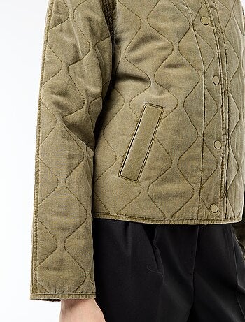 Giacca trapuntata tinta unita con colletto a camicia