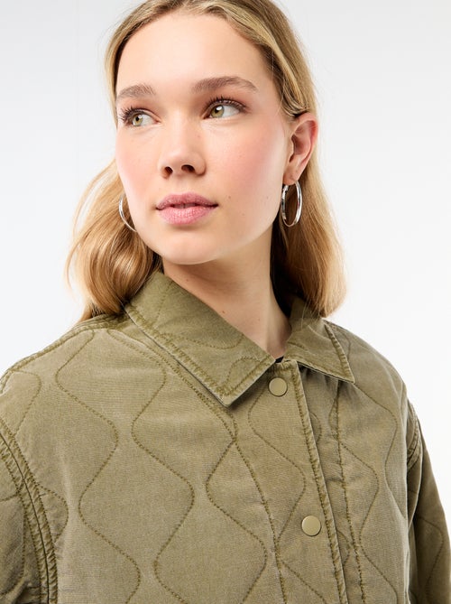 Giacca trapuntata tinta unita con colletto a camicia - Kiabi