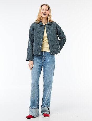 Giacca trapuntata tinta unita con colletto a camicia