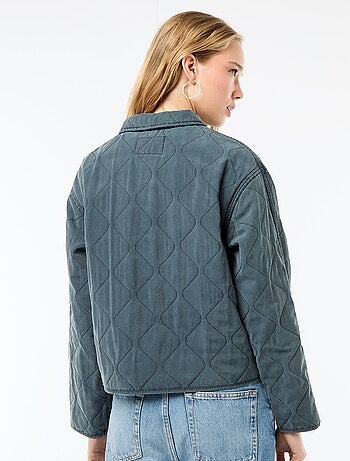 Giacca trapuntata tinta unita con colletto a camicia