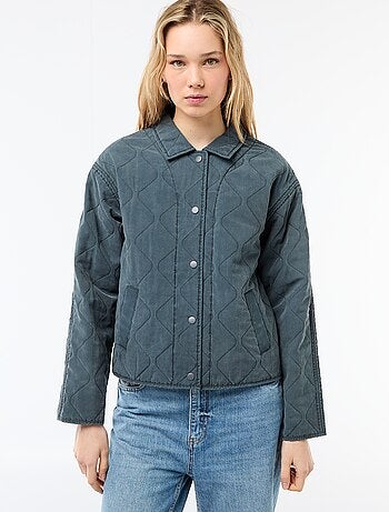 Giacca trapuntata tinta unita con colletto a camicia