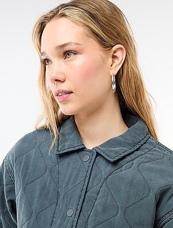 Giacca trapuntata tinta unita con colletto a camicia