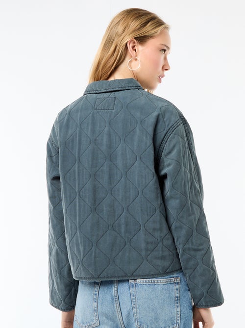 Giacca trapuntata tinta unita con colletto a camicia - Kiabi