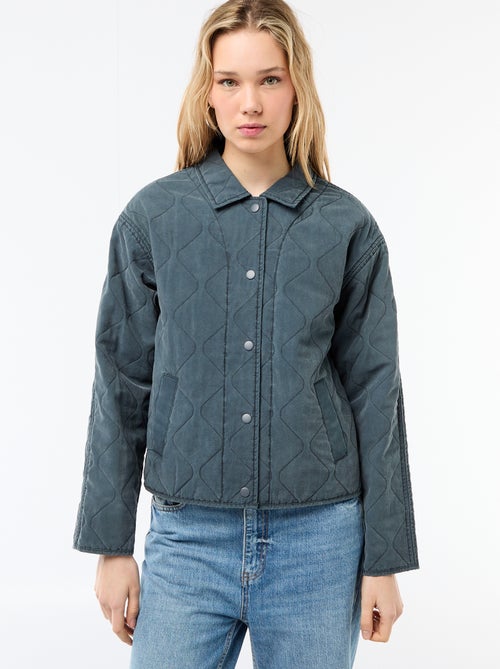 Giacca trapuntata tinta unita con colletto a camicia - Kiabi