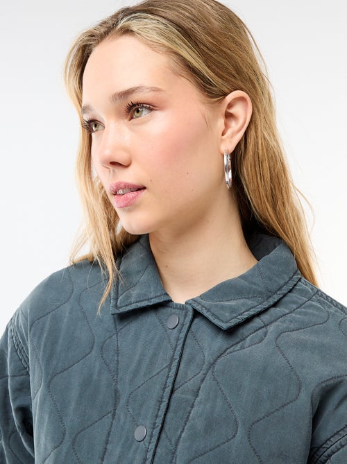 Giacca trapuntata tinta unita con colletto a camicia - Kiabi