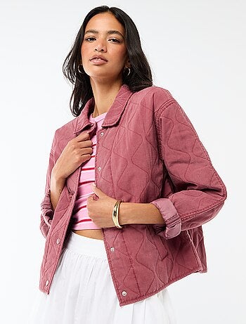 Giacca trapuntata tinta unita con colletto a camicia