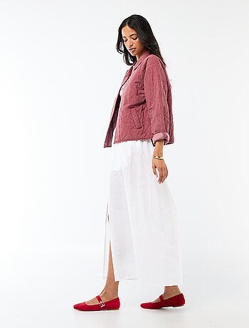 Giacca trapuntata tinta unita con colletto a camicia