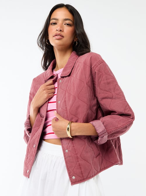 Giacca trapuntata tinta unita con colletto a camicia - Kiabi