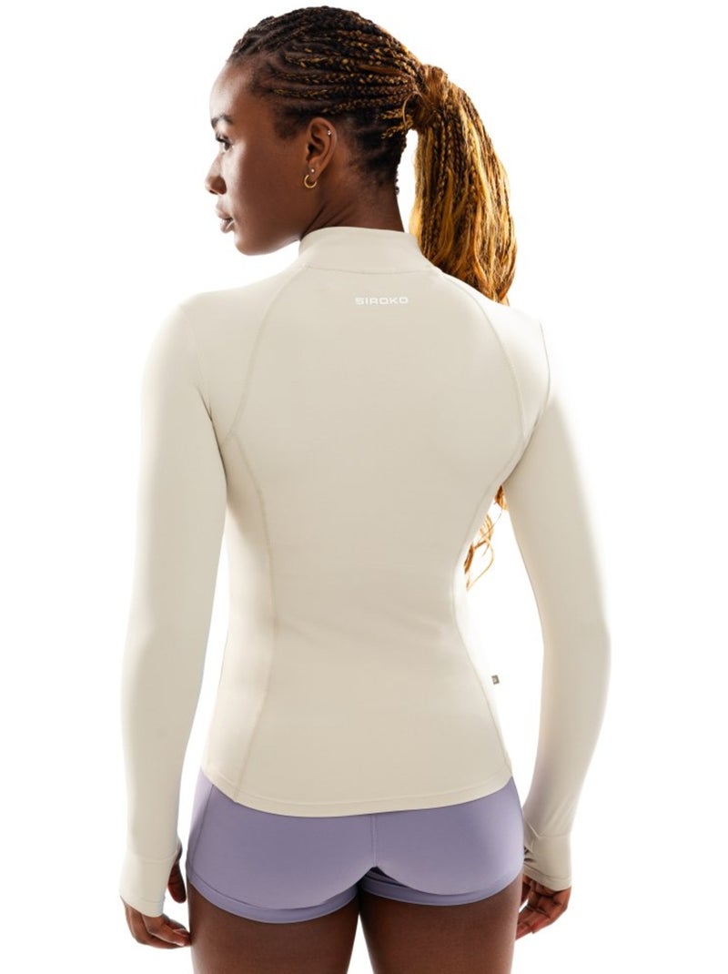 Giacca ultraleggera da allenamento con zip integrale da donna fitness donna divi Beige - Kiabi