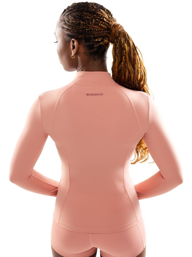 Giacca ultraleggera da allenamento con zip integrale da donna fitness donna peli Corallo - Kiabi