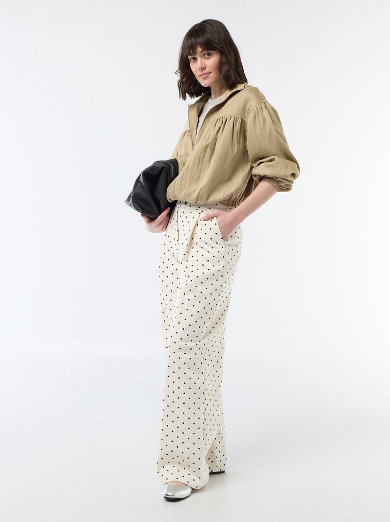 Giacca unita con zip e maniche a sbuffo Beige - Kiabi