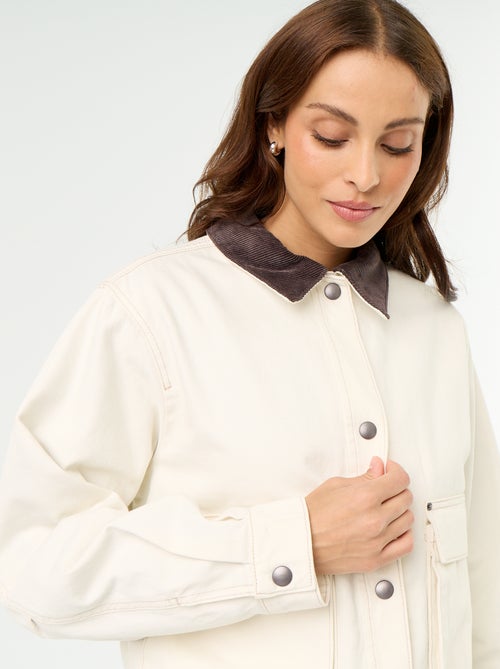 Giacca workwear in denim e collo in velluto - Kiabi Giacca workwear in denim e collo in velluto - Kiabi