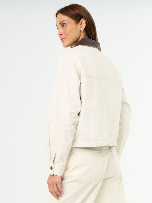 Giacca workwear in denim e collo in velluto - Kiabi Giacca workwear in denim e collo in velluto - Kiabi