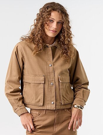 Giacca workwear in denim e collo in velluto