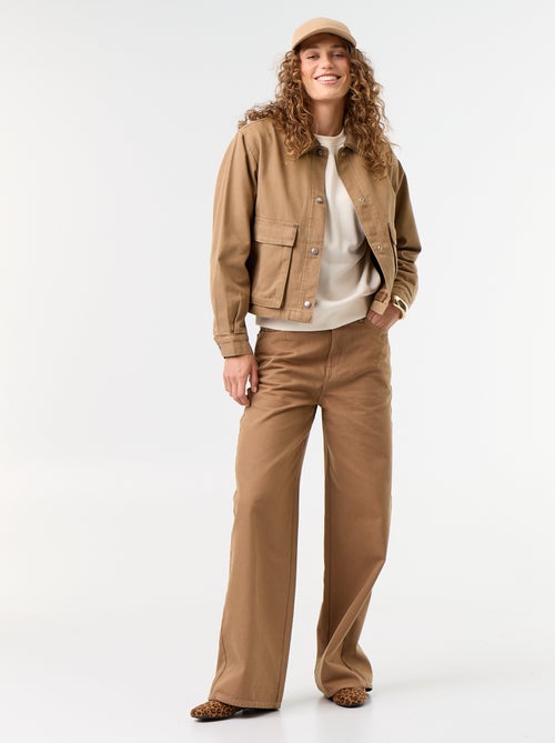 Giacca workwear in denim e collo in velluto - Kiabi