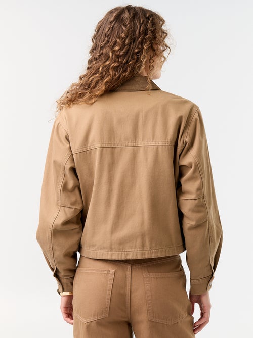 Giacca workwear in denim e collo in velluto - Kiabi