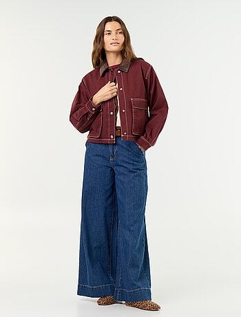 Giacca workwear in denim e collo in velluto