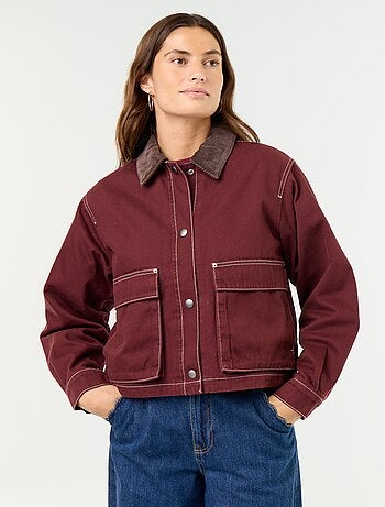 Giacca workwear in denim e collo in velluto