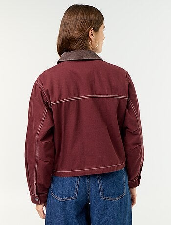 Giacca workwear in denim e collo in velluto