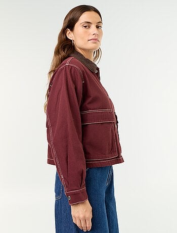 Giacca workwear in denim e collo in velluto