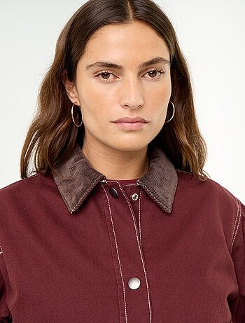 Giacca workwear in denim e collo in velluto
