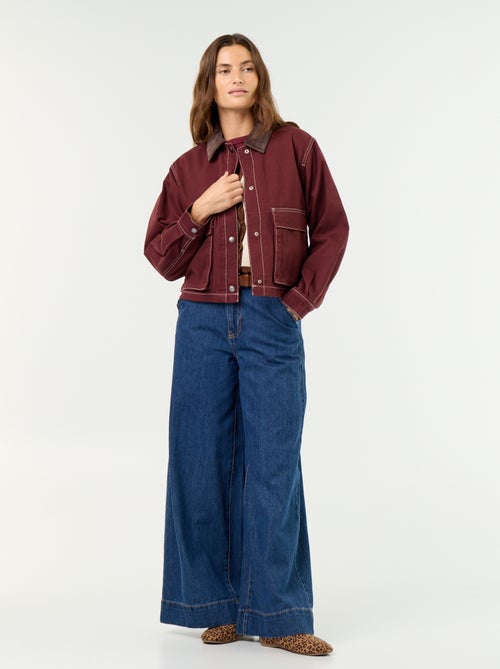 Giacca workwear in denim e collo in velluto - Kiabi