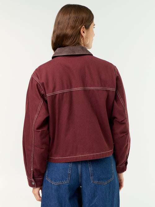 Giacca workwear in denim e collo in velluto - Kiabi