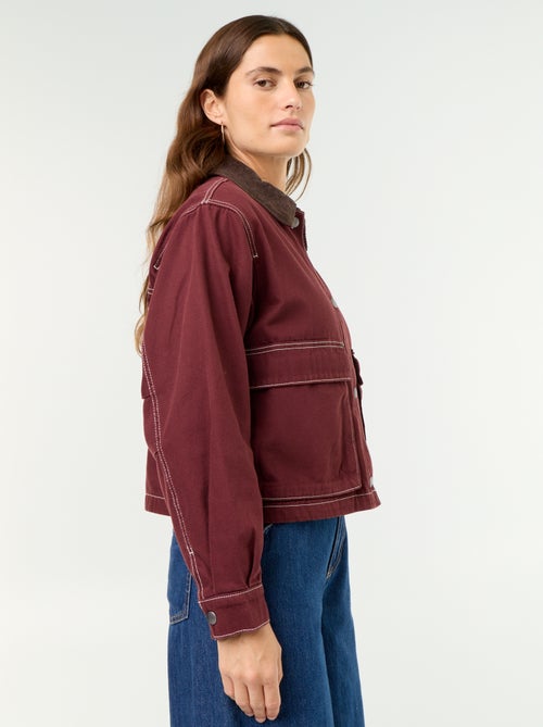 Giacca workwear in denim e collo in velluto - Kiabi