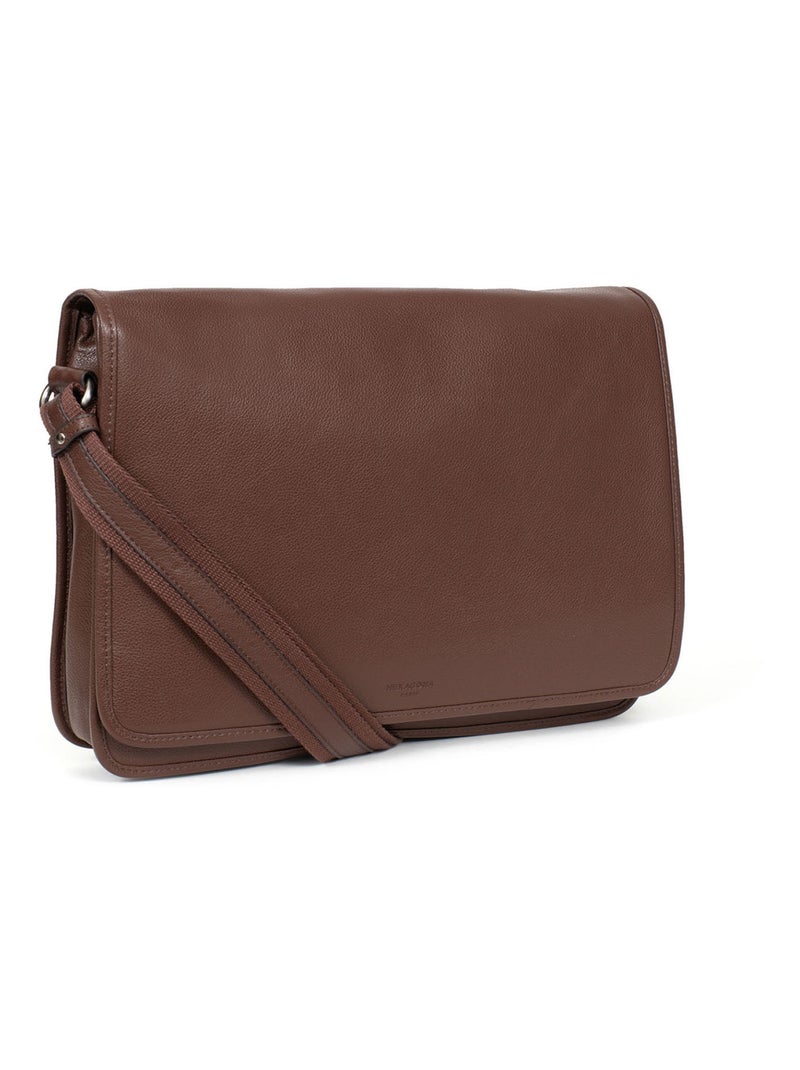 Gibecière - 13" & A4 - Pelle CONFORT Marrone cioccolato - Kiabi