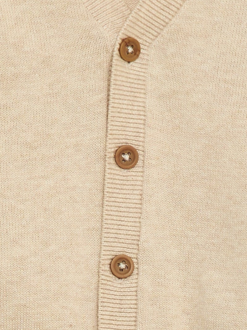 Gilet a maglia fine con scollo a V Beige - Kiabi
