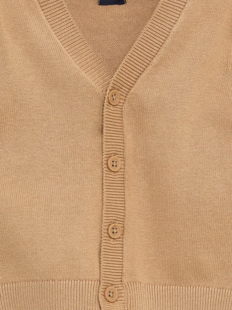 Gilet a maglia fine con scollo a V Beige - Kiabi