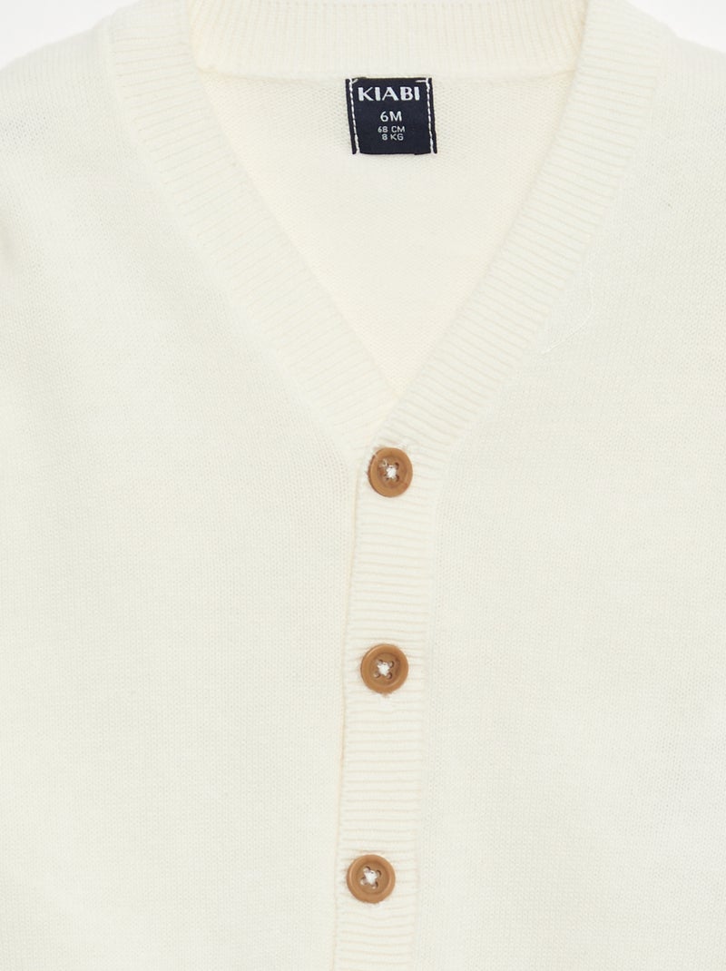 Gilet a maglia fine con scollo a V Bianco - Kiabi