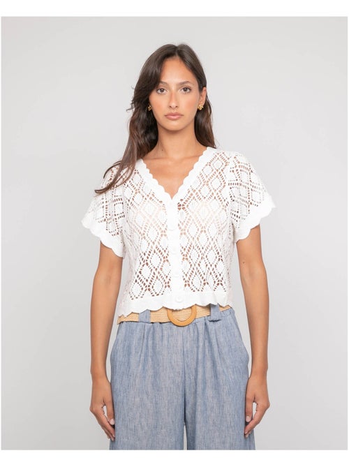 Gilet a maniche corte all'uncinetto KACHOU - Kiabi