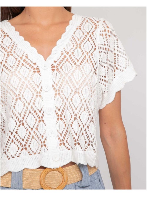 Gilet a maniche corte all'uncinetto KACHOU - Kiabi