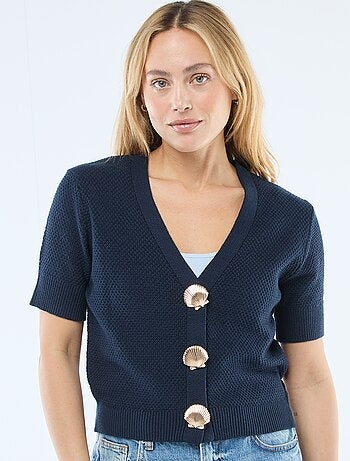 Gilet a maniche corte con bottoni fantasia