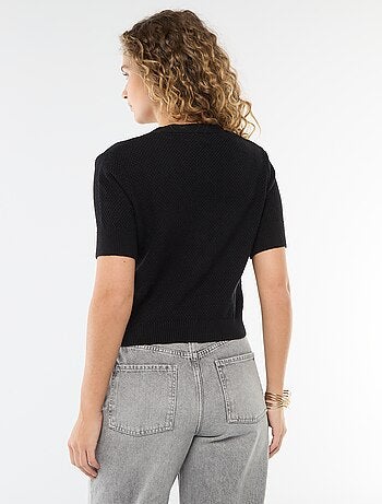 Gilet a maniche corte con bottoni fantasia