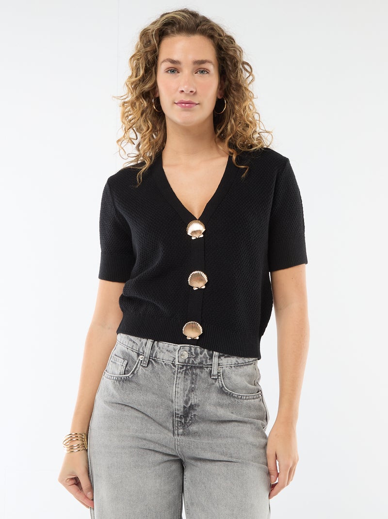 Gilet a maniche corte con bottoni fantasia Nero - Kiabi