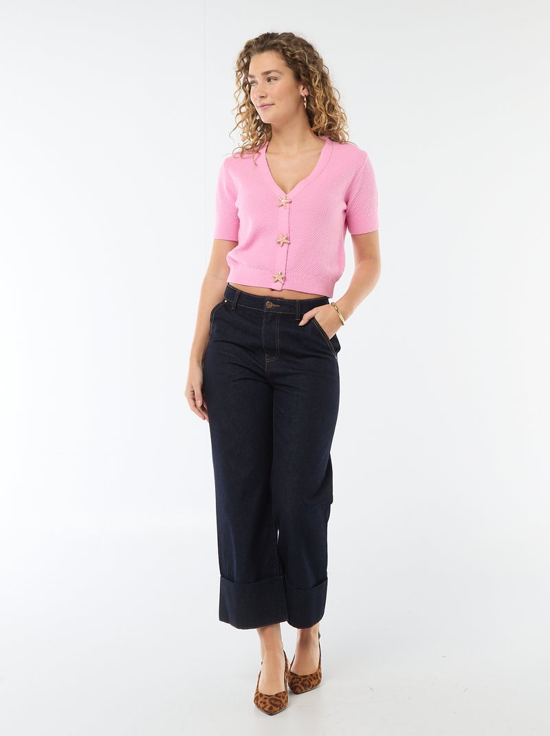 Gilet a maniche corte con bottoni fantasia Rosa - Kiabi