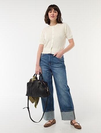 Gilet a maniche corte in maglia traforata