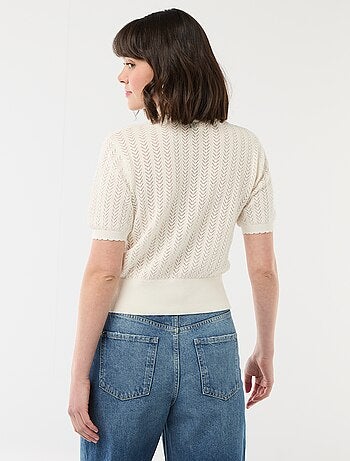 Gilet a maniche corte in maglia traforata