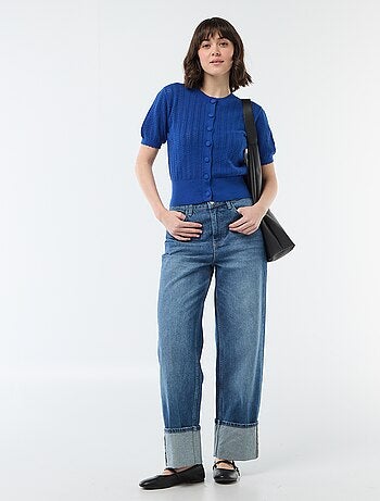 Gilet a maniche corte in maglia traforata