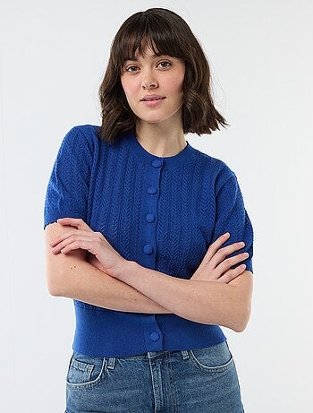 Gilet a maniche corte in maglia traforata