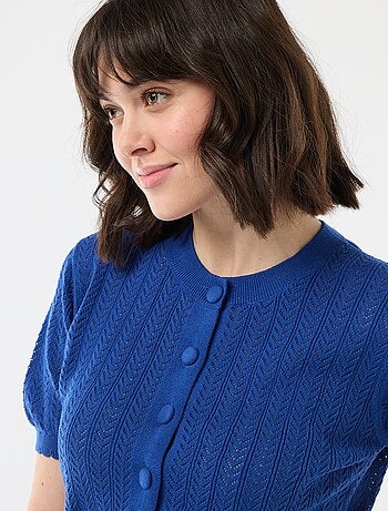 Gilet a maniche corte in maglia traforata