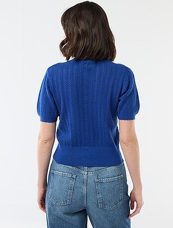 Gilet a maniche corte in maglia traforata