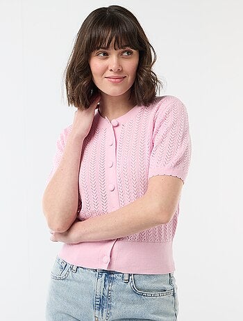 Gilet a maniche corte in maglia traforata