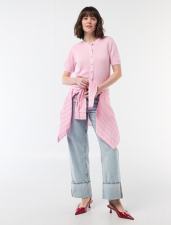 Gilet a maniche corte in maglia traforata