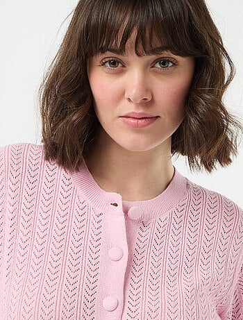 Gilet a maniche corte in maglia traforata