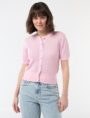 Gilet a maniche corte in maglia traforata