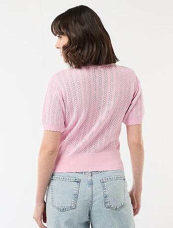 Gilet a maniche corte in maglia traforata