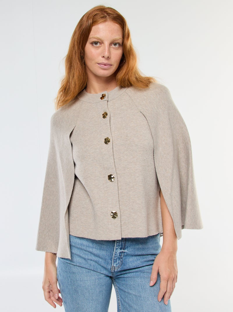 Gilet a mantella con bottoni dorati Beige - Kiabi